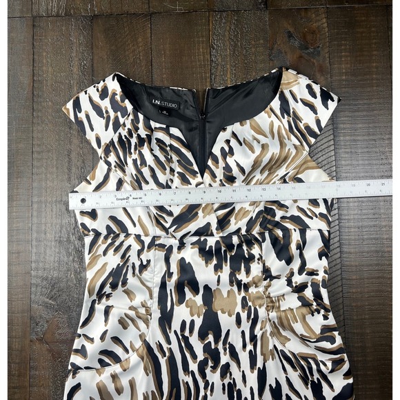 I.N. Studio Animal Print Dress Sleeveless Career Party Cocktail Size 10 - Picture 6 of 8